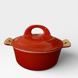 GRISWOLD RED CAST IRON ENAMEL SMALL DUTCH OVEN FOR SOUFFLÉ SOUPS GOOD COND
